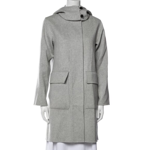 THEORY Gray Hooded Coat Wool/Cashmere blend size small EUC - Picture 2 of 4